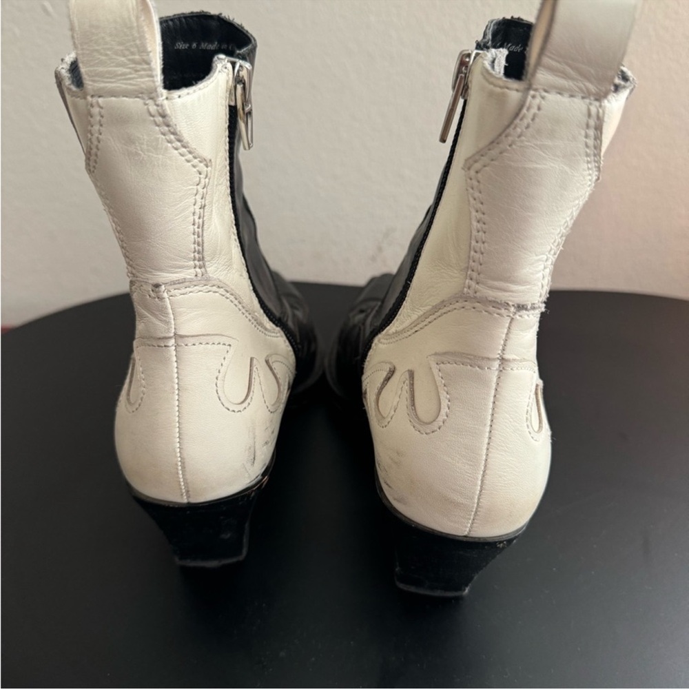 Two-Tone Black and White Western-Inspired Ankle Booties - Picture 5 of 11